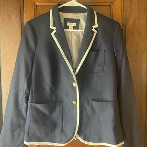 J. Crew Blue and White Blazer with Classic Notched Lapel